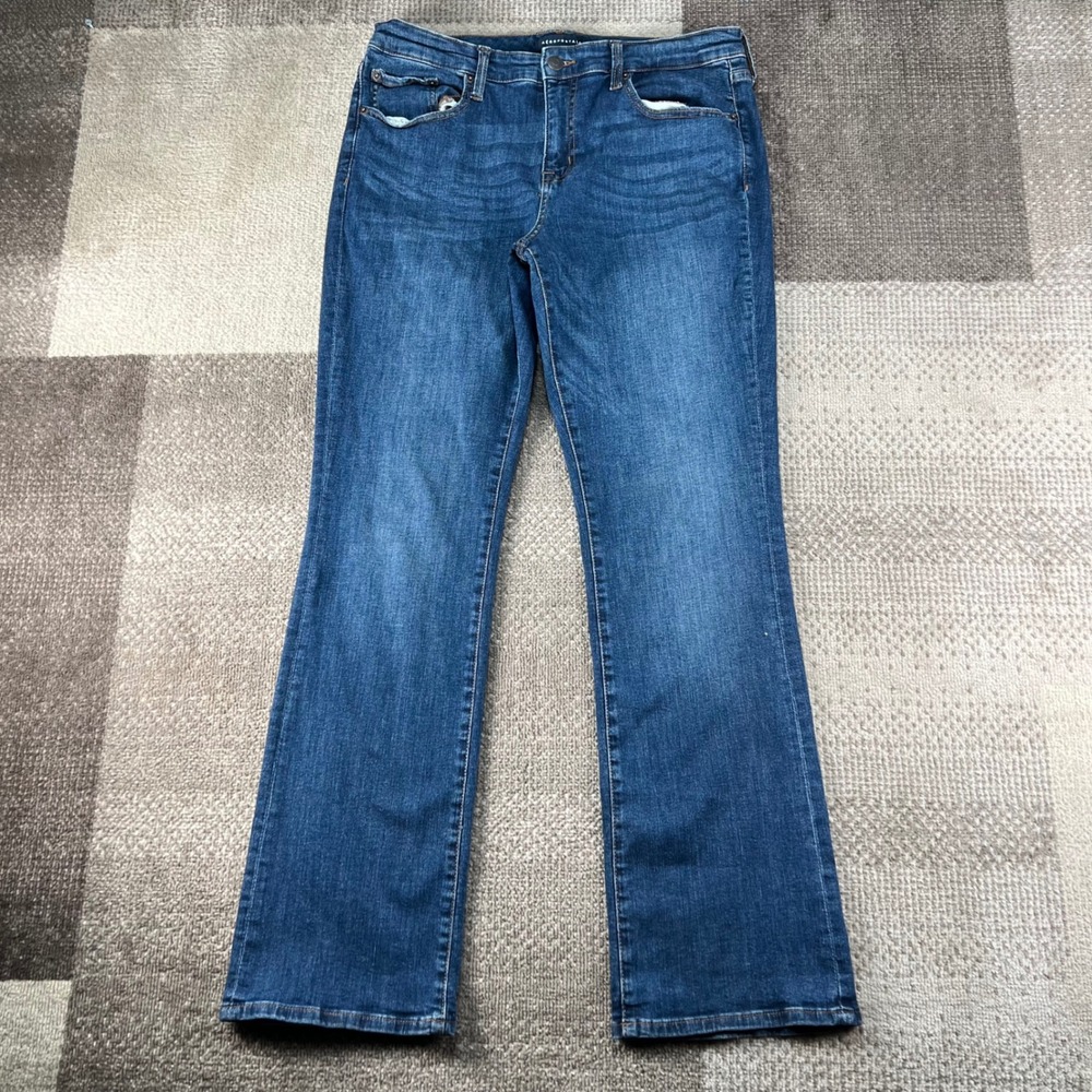 Aeropostale Womens 12R Mid Rise Boot Blue Denim Jeans 7 Boho Whiskered